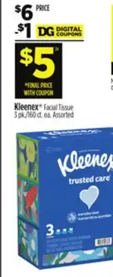 Dollar General Kleenex Facial Tissue offer