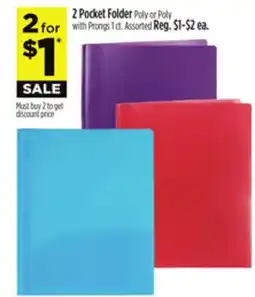 Dollar General 2 Pocket Folder Poly or Poly with Prongs offer