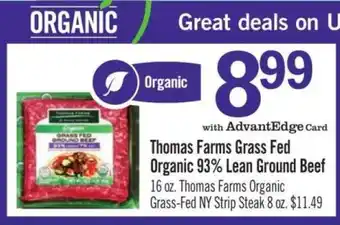 Price Chopper Thomas Farms Grass Fed Organic 93% Lean Ground Beef offer