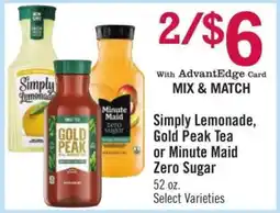 Price Chopper Simply Lemonade, Gold Peak Tea or Minute Maid Zero Sugar offer