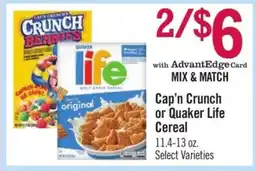 Price Chopper Cap’n Crunch or Quaker Life Cereal offer