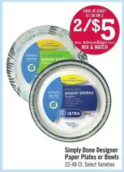 Price Chopper Simply Done Designer Paper Plates or Bowls offer