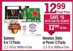 Price Chopper Heineken, Stella or Peroni 12 Packs offer