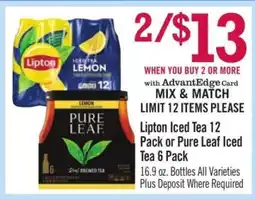 Price Chopper Lipton Iced Tea 12 Pack or Pure Leaf Iced Tea 6 Pack offer