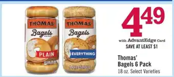 Price Chopper Thomas' Bagels 6-Pack offer