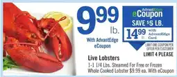 Price Chopper Live Lobsters offer