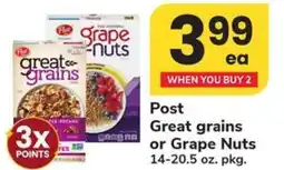 Safeway Post Great grains or Grape Nuts offer