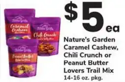 Safeway Natures Garden Caramel Cashew Chili Crunch or Peanut Butter Lovers Trail Mix offer