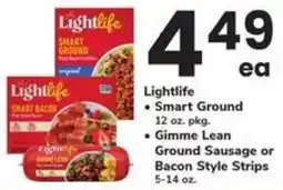 Safeway Lightlife Smart Ground Gimme Lean Ground Sausage or Bacon Style Strips offer