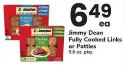 Safeway Jimmy Dean Fully Cooked Links or Patties offer