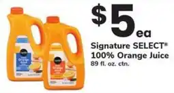 Safeway Signature select 100% orange juice offer