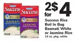 Safeway Success Rice Boil In Bag Basmati White or Jasmine Rice offer