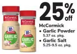 Safeway McCormick Garlic Powder Garlic Salt offer