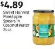 Aldi Sweet Harvest Pineapple Spears in Coconut Water offer