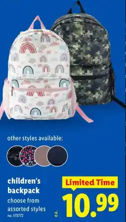 Lidl Children's backpack offer