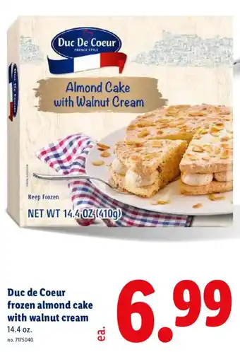 Lidl Duc de coeur frozen almond cake with walnut cream offer