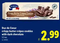 Lidl Duc de coeur crispy butter crêpes cookies with dark chocolate offer