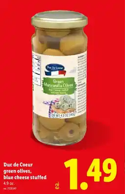 Lidl Duc de coeur green olives, blue cheese stuffed offer
