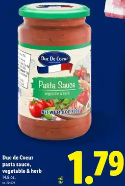 Lidl Duc de coeur pasta sauce, vegetable & herb offer