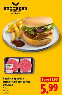 Lidl Butcher's Specialty fresh ground beef patties, 80% lean offer