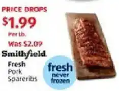 Aldi Smithfield Fresh fresh Pork Spareribs offer