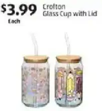 Aldi Crofton Glass Cup with Lid offer