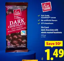 Lidl Fin carré dark chocolate with whole roasted hazelnuts offer