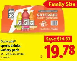 Lidl Gatorade® sports drinks, variety pack offer