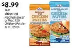 Aldi Kirkwood Mediterranean or Mexi Cali Chicken Patties offer