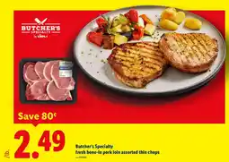 Lidl Butcher's specialty fresh bone-in pork loin assorted thin chops offer