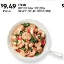 Aldi Fresh Jumbo Raw Peeled & Deveined Tail Off Shrimp offer