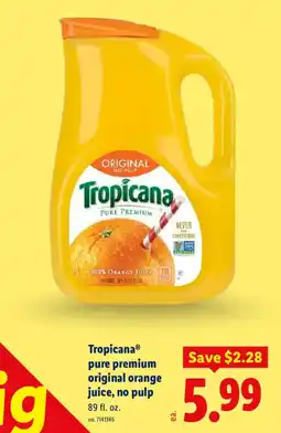 Lidl Tropicana® pure premium original orange juice, no pulp offer