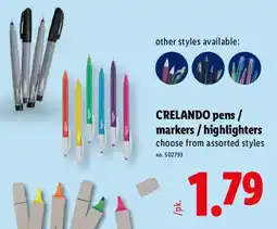 Lidl CRELANDO pens/ markers/highlighters offer