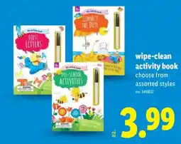Lidl Wipe-clean activity book choose from offer