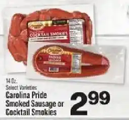 IGA Carolina Pride Smoked Sausage or Cocktail Smokies offer