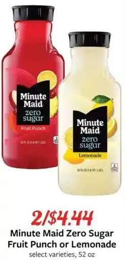 Fareway Minute maid zero sugar fruit punch or lemonade offer