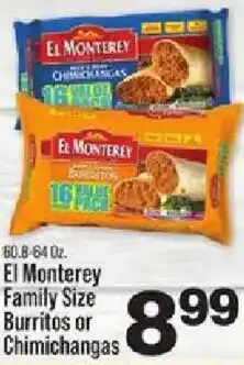 IGA El Monterey Family Size Burritos or Chimichangas offer