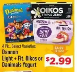 IGA Dannon Light+Fit Oikos or Danimals Yogurt offer