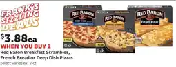 Fareway Red Baron Breakfast Scrambles, French Bread or Deep Dish Pizzas offer