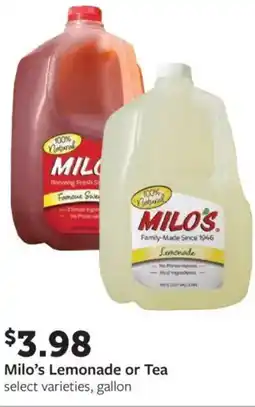 Fareway Milo's lemonade or tea offer