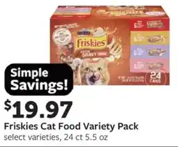 Fareway Friskies cat food variety pack offer