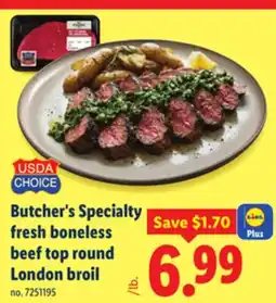 Lidl Butcher's Specialty fresh boneless beef top round London broil offer