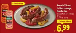 Lidl Premio fresh Italian sausage, family size offer