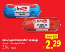 Lidl Dulano pork breakfast sausage offer