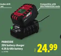 Lidl PARKSIDE 20V battery charger 4.5A & 4Ah battery offer