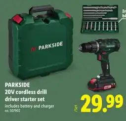 Lidl PARKSIDE 20V cordless drill driver starter set offer