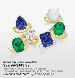 JC Penney Simulated &/or lab-created gemstones§ offer