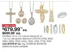 JC Penney Certified 1/2 ct. t.w. natural diamond◊ or 1 ct. t.w. lab-grown diamond‡ offer