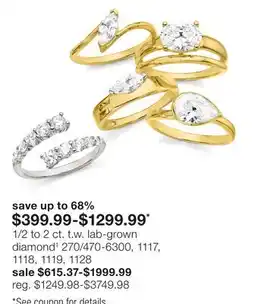 JC Penney 1/2 to 2 ct. t.w. lab-grown diamond‡ offer
