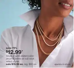 JC Penney Silver or gold-plated cubic zirconia tennis or coil neck offer